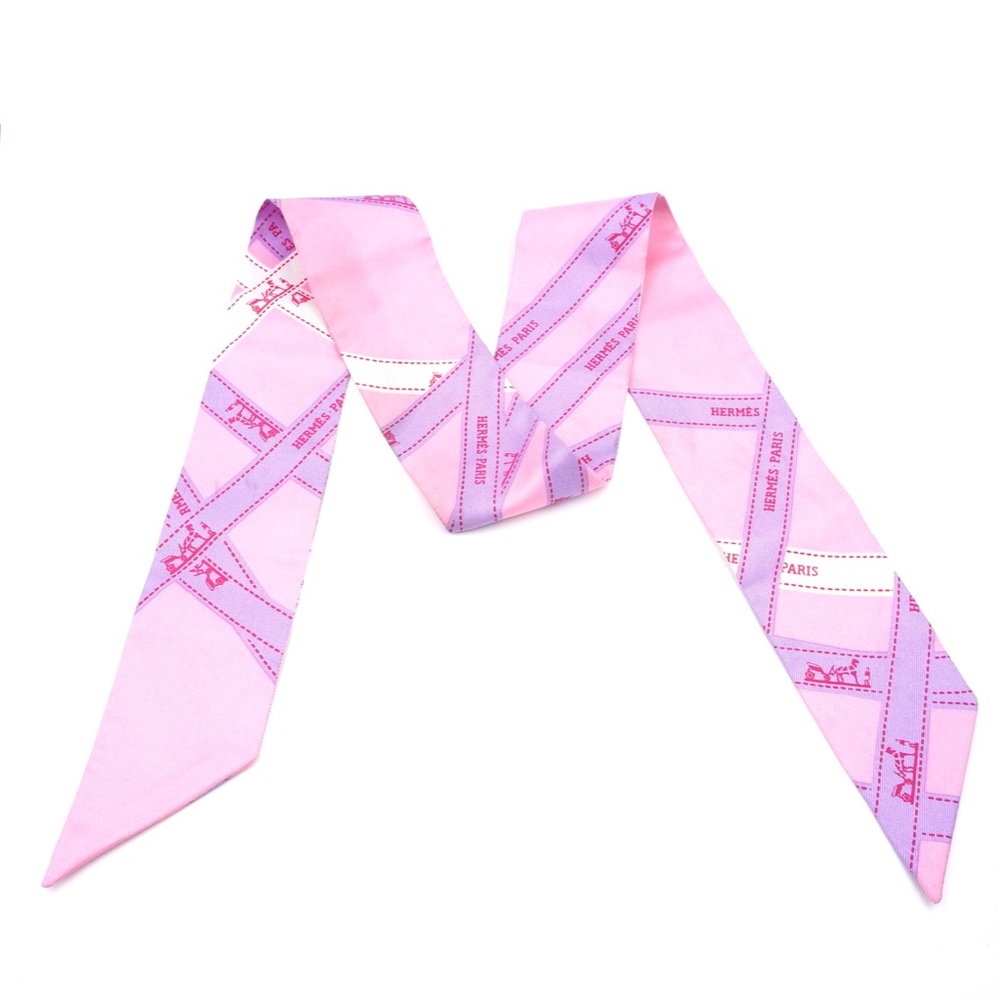 Pink Twilly Logo Ribbon Silk Scarf/Wrap - Picture 4 of 11